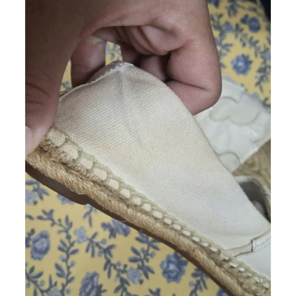 Tory Burch Espadrilles Beige Canvas Preppy Luxury Summer CottageCore Size 6